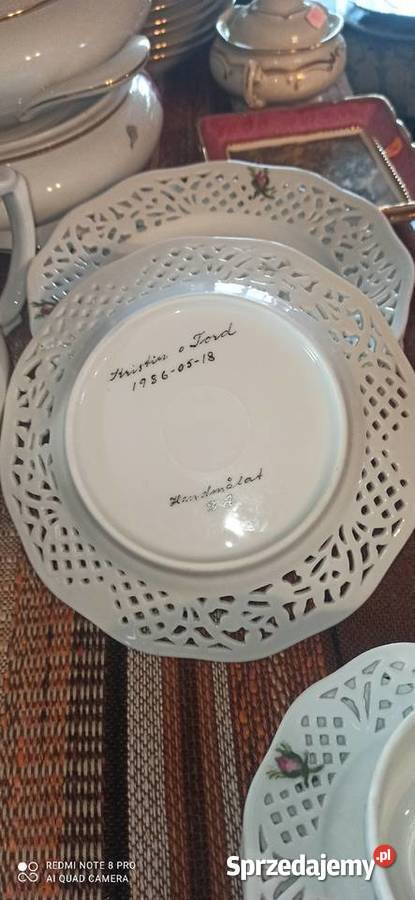 Talerzyk z różyczką Ażur Biała porcelana pomorskie Gdańsk sprzedam