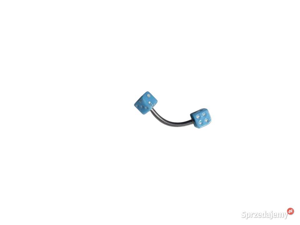 Stylowy kolczyk banan z kostkami niebieskimi nos Cieszyn