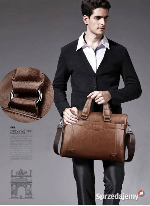 Teczka torba LEINASEN skórzana na ramie b Torby i torebki Zawiercie