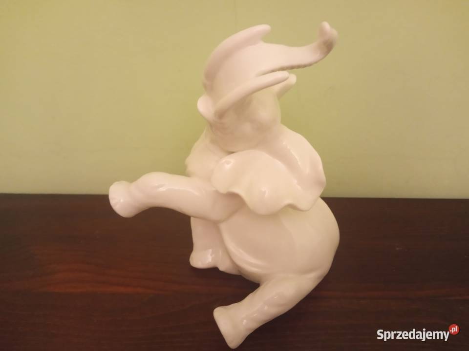 Figurka słonia zwariowany siedzący słoń Porcelana i szkło Gdańsk