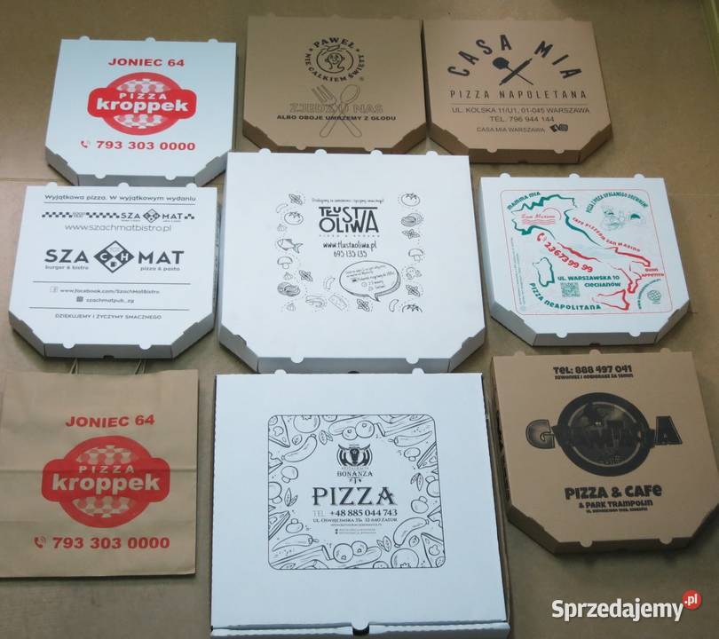 Karotny pudełka na pizzę z nadrukiem boki