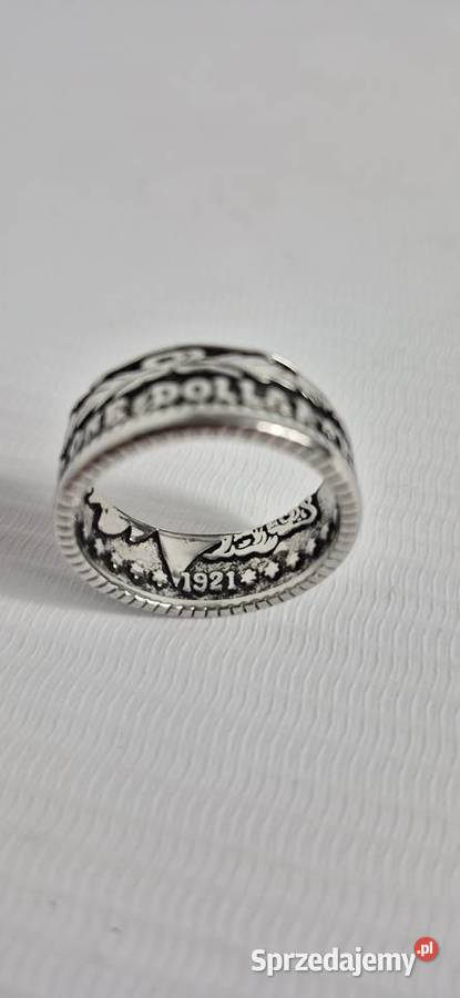 Srebrny Sygnet z Monety 1921 Morgan Dollar Sygnety lubelskie