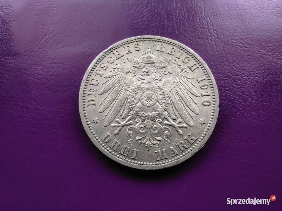 Moneta PRUSY 3 MARKI 1910 A Srebro Rzadkość Pruszków