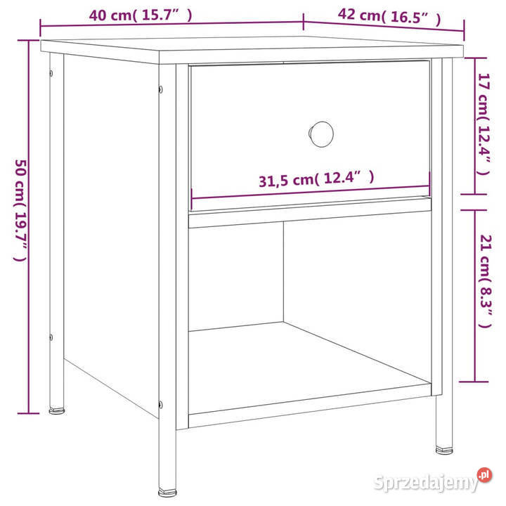 Szafka nocna przydymiony dąb 40x42x50 WM825937 mazowieckie sprzedam
