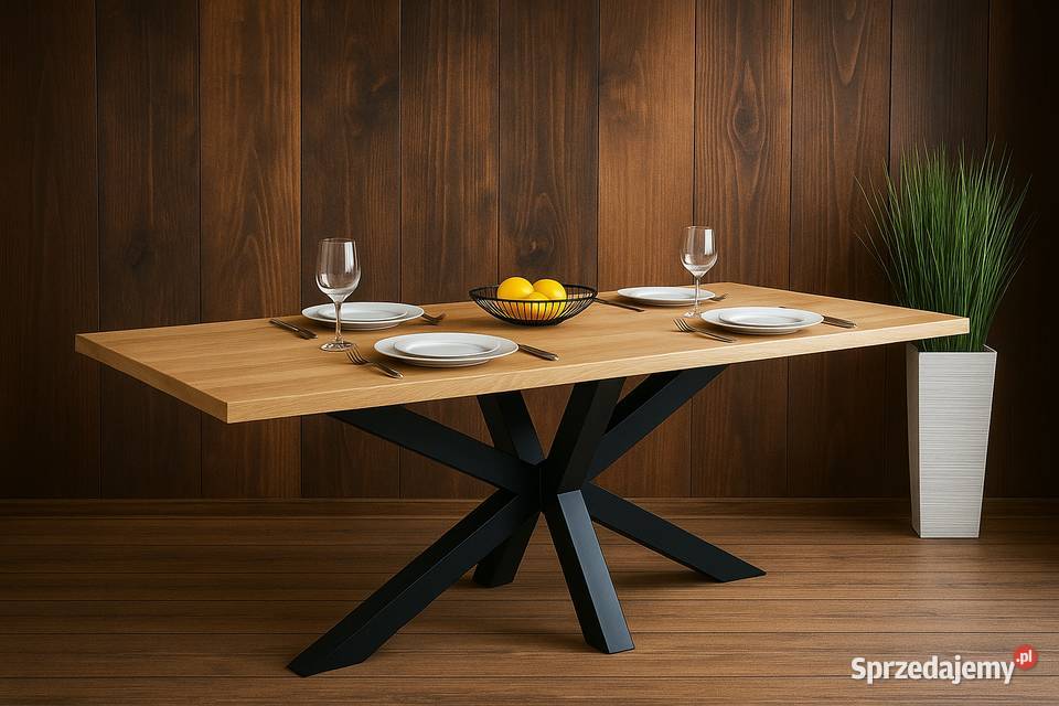 Stół Pająk Dębowy LOFT 100 Lite Drewno DĄB 90cm Stoły Gdańsk