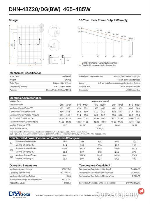 Panel Fotowoltaiczny DAH Solar 470W Bifacial