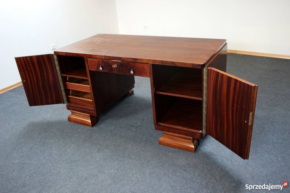 Duże biurko dwustronne Art Deco renowacji Zielonka sprzedam