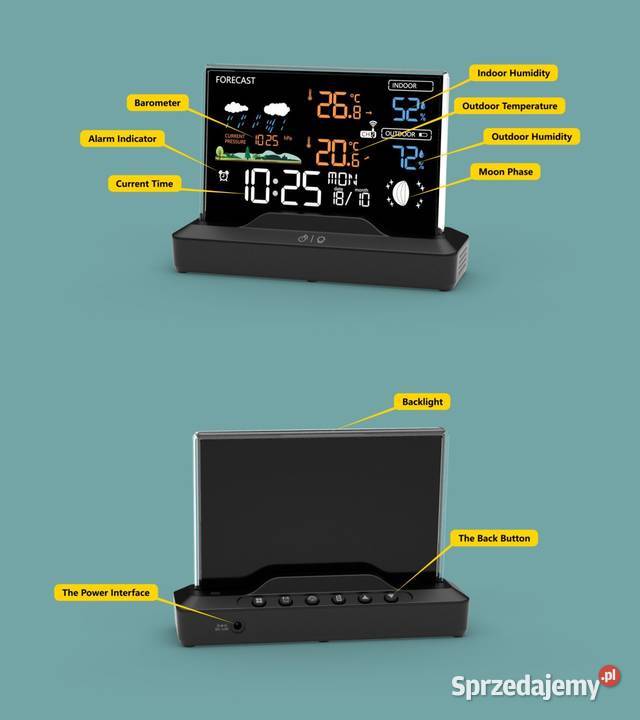 Podświetlana bezprzewodowa stacja pogodowa Poznań