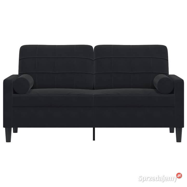 2osobowa sofa z poduszkami czarna 140 aksamit mazowieckie Warszawa