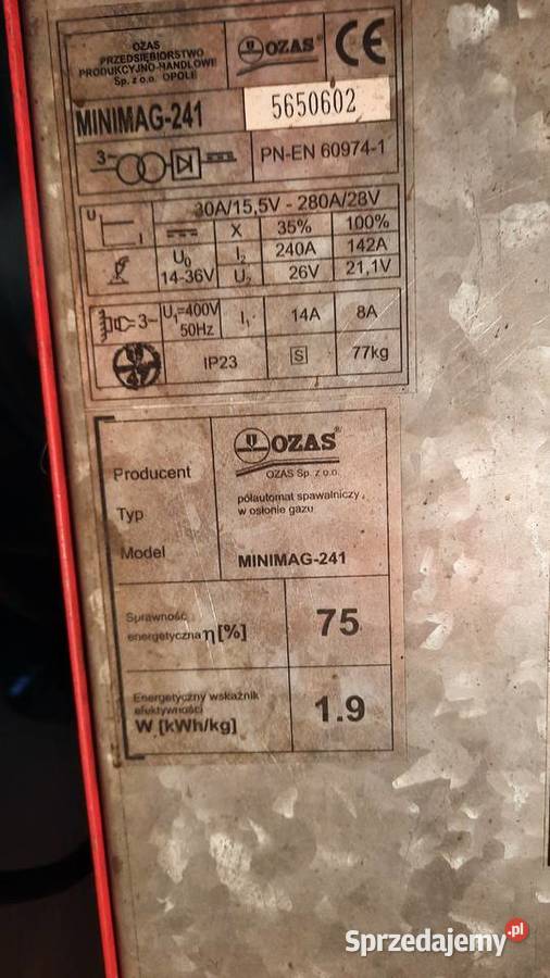 OZAS MINIMAG241 MIGMAG 280A 400V sprawna sprzedam