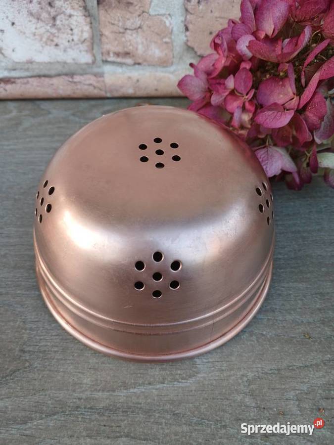 Małe miedziane sitko durszlak z mosiężną rączką mazowieckie Warszawa