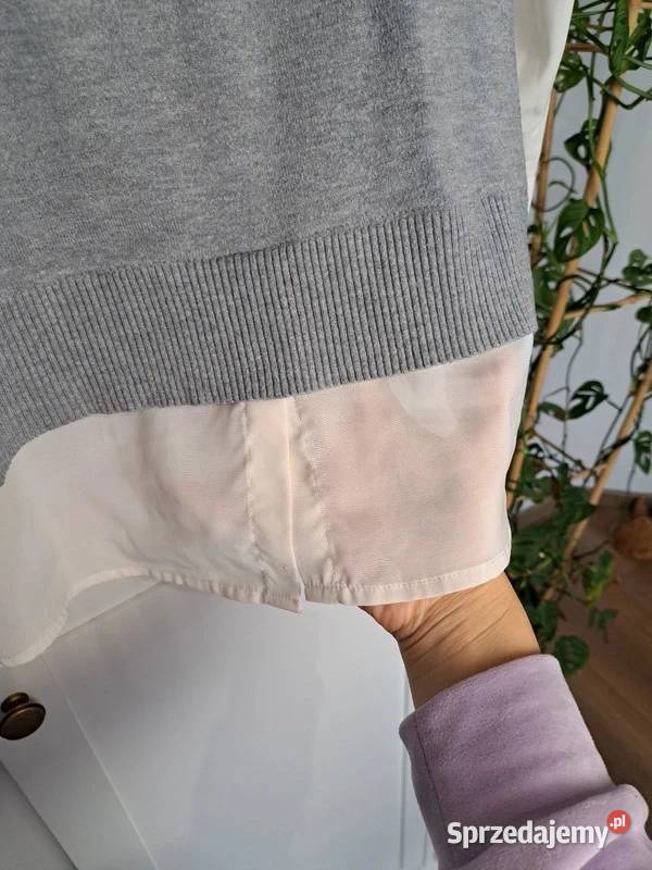 Stylowy sweter z koszulowym wykończeniem Milano Trąbki Wielkie