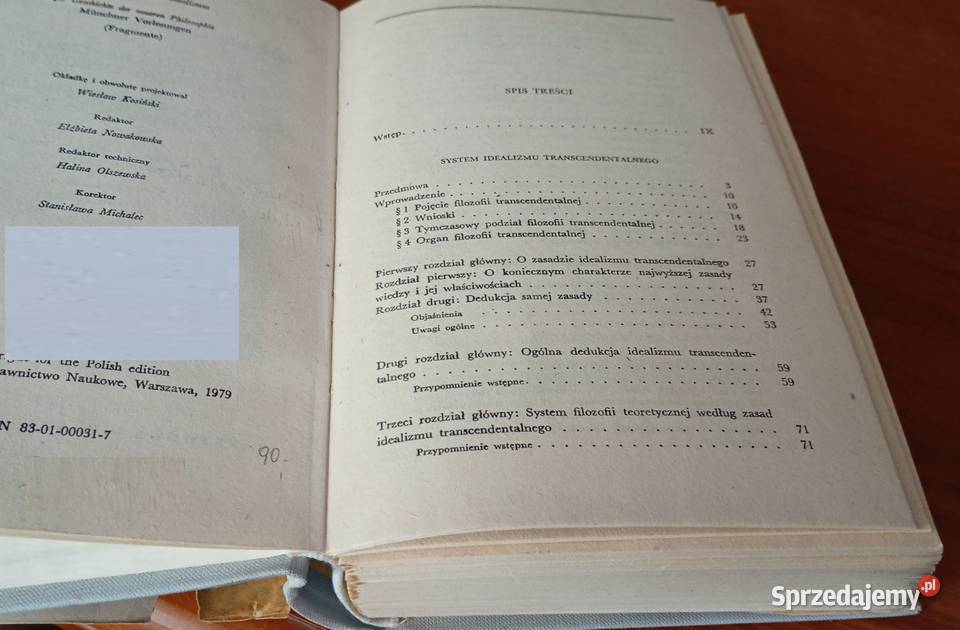 System idealizmu transcendentalnego O historii sprzedam