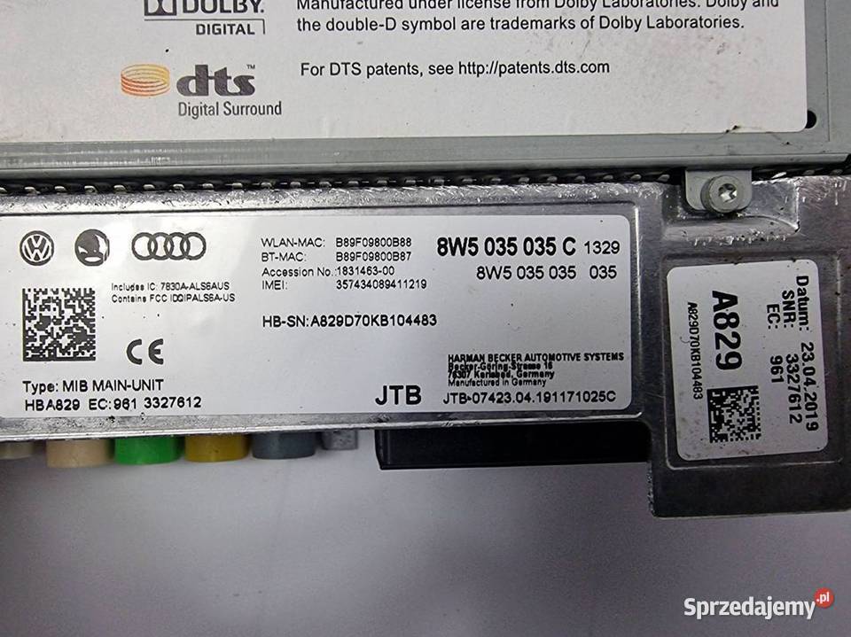 ZMIENIARKA CD AUDI A4 B9 8W5035035C osobowe Lipno