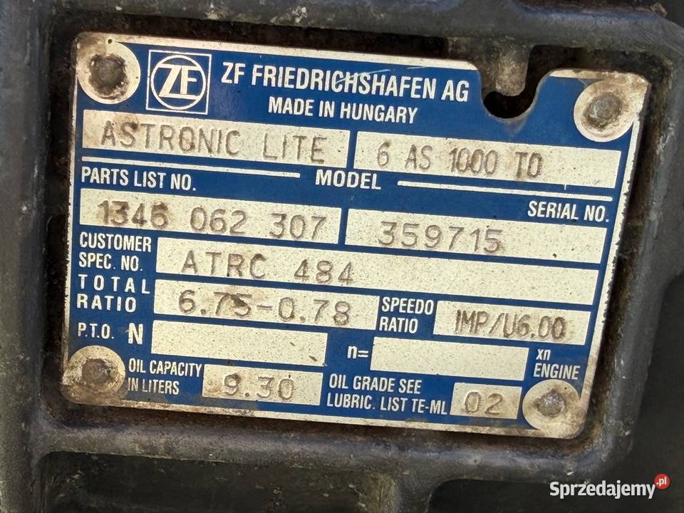 Skrzynia biegów astronic lite 6AS1000TD 300 Siedlec