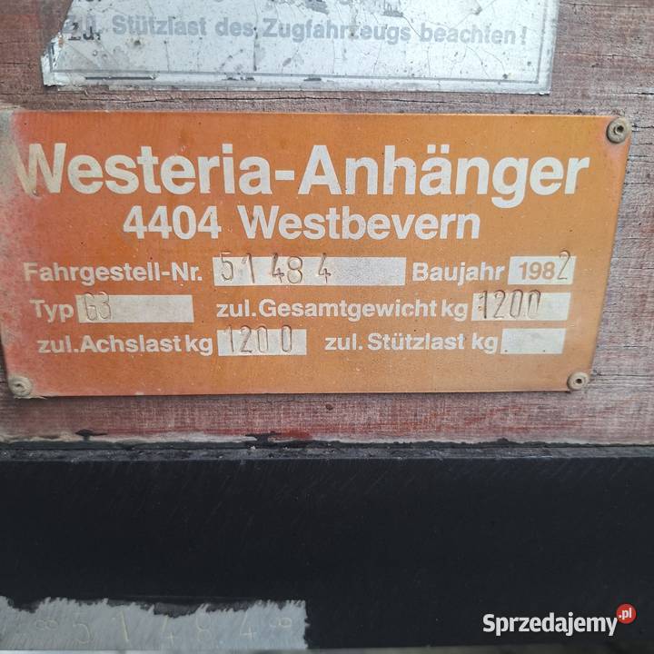 Przyczepa jednoosiowa z hamulcem najazdowym 1200 Lubań