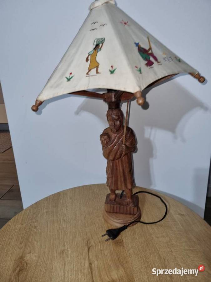 Lampa Stołowa Figurka Drewniana Wola Podłężna