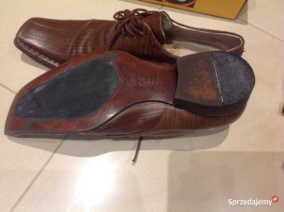 Buty brązowe skórzane męskie STACOPOL r 39 Nowa Sól