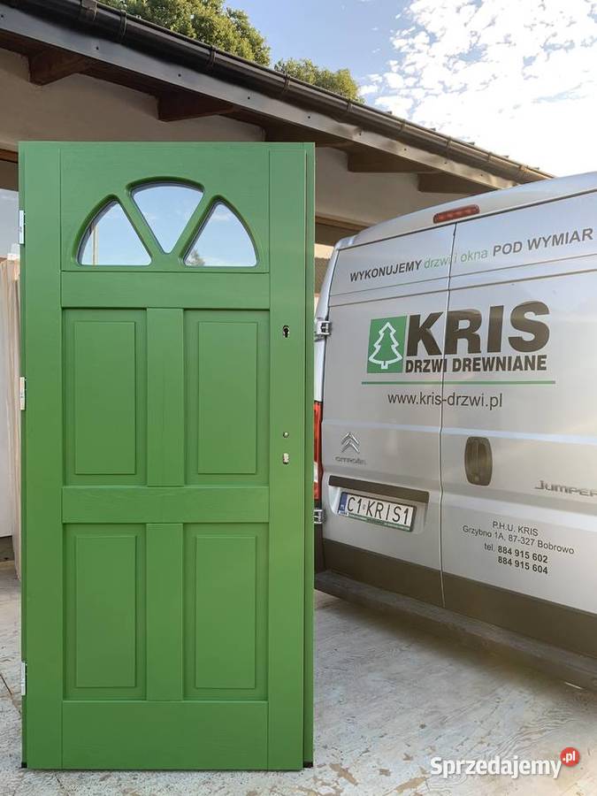 DRZWI ZEWNĘTRZNE DREWNIANE 75 dąb ANGIELSKIE Drzwi i okna Dom i Ogród Bobrowo sprzedam