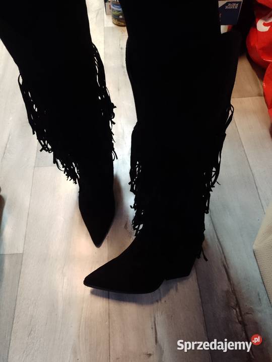 4041 Czarne kozaki kowbojki wieczorowe z Kraków