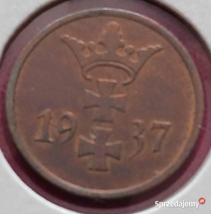 1 Fenig Wolne Miasto Gdańsk 1937 r 2 mennicze Konin