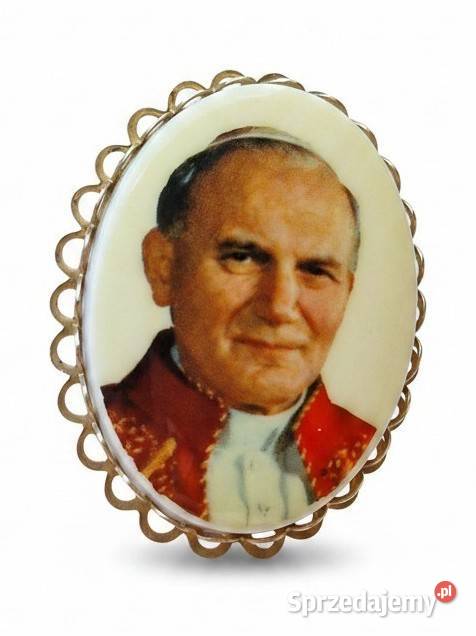 VINTAGE BROSZKA PORCELANOWA JAN PAWEŁ II KAROL Broszki śląskie Częstochowa