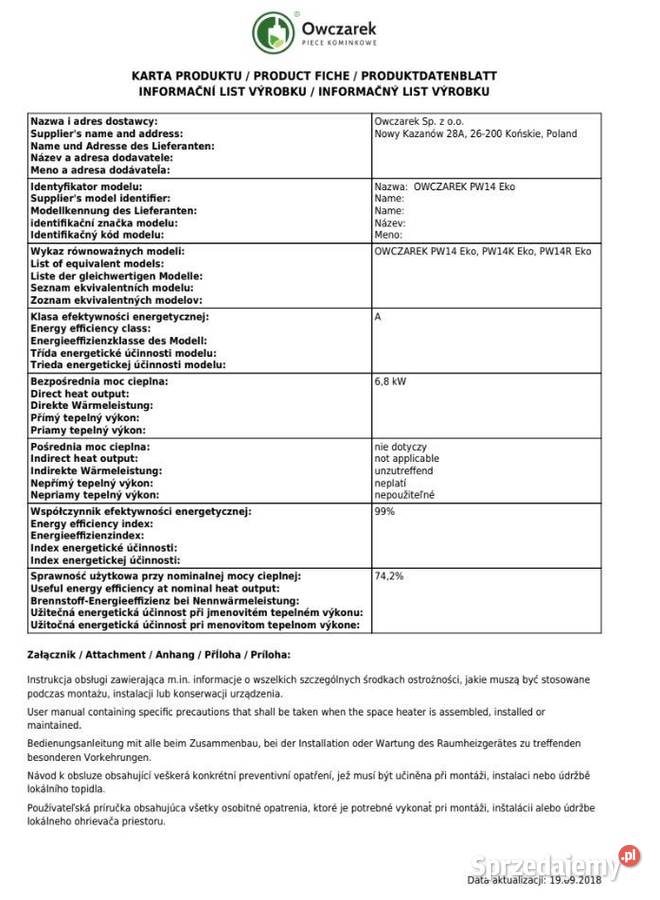 Piec stalowy ECO koza kominek KOMINKOWY SZAMOT Skawina
