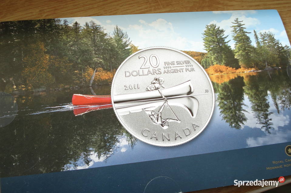 Srebrna moneta Kanada 20 dolarów Kanu 2011r Łódź