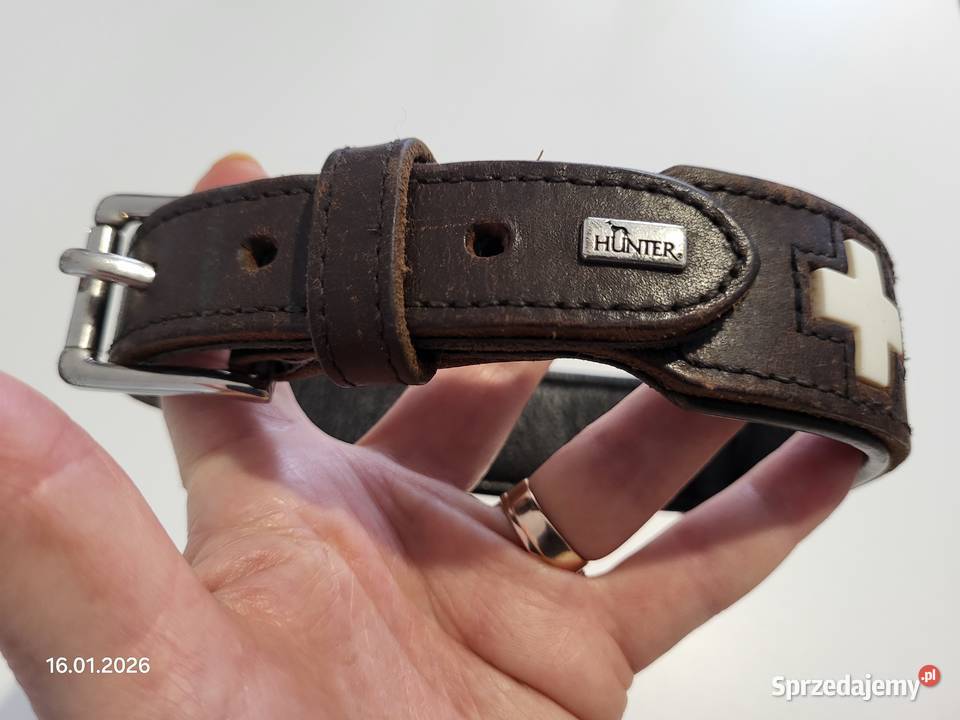 Skórzana obroża psa Swiss Hunter M brązowa Końskie sprzedam