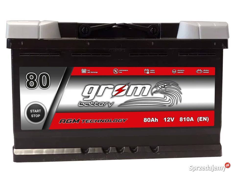 Akumulator GROM AGM STARTSTOP 80Ah 800A Prawy Bydgoszcz
