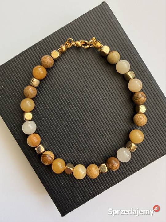 Bransoletka z naturalnych kamieni jaspis i Łomża