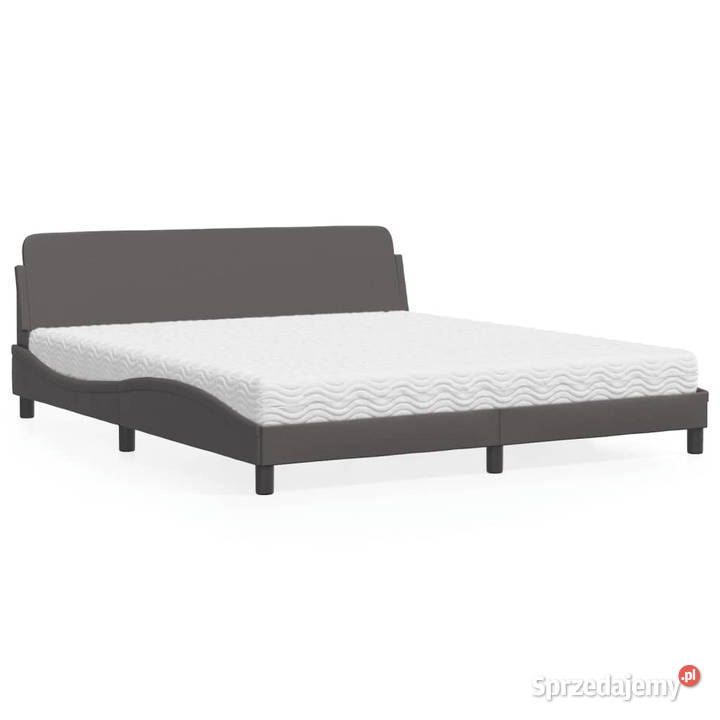 Łóżko z materacem szare sztuczna skóra 180x200 Warszawa sprzedam