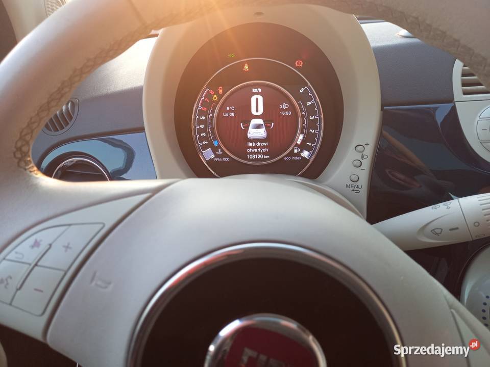 Fiat 500 12 8V Lounge Udokumentowany przebieg elektryczne lusterka Gutowo Małe