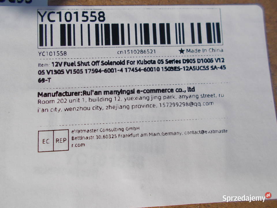 cewka gaszenia silnika kubota
