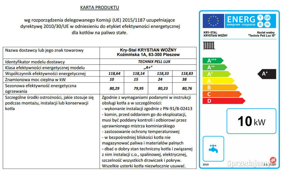 Kocioł piec na pellet Technix Pell Lux 10KW Pleszew sprzedam