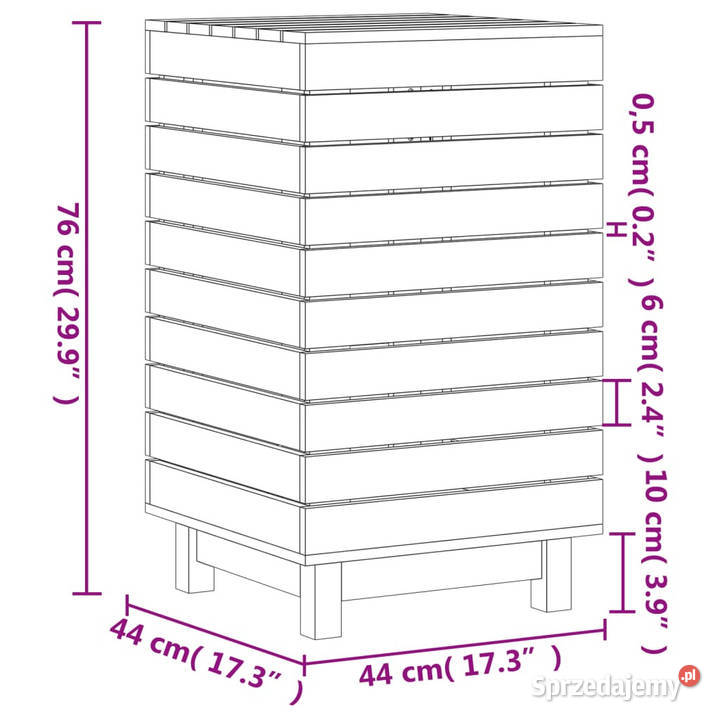 Kosz na pranie biały 44x44x76 lite drewno Warszawa