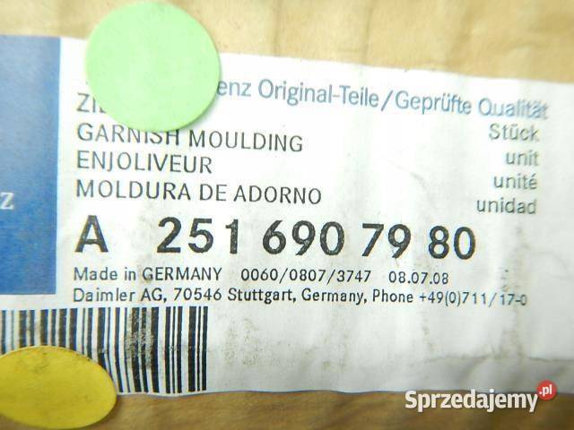 LISTWA SZYBY KAROSERYJNEJ LEWY TYŁ MERCEDES W251