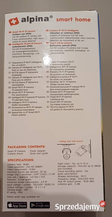 Kamera Alpina Smart Wifi Camera Full HD IP 65 Nądnia sprzedam