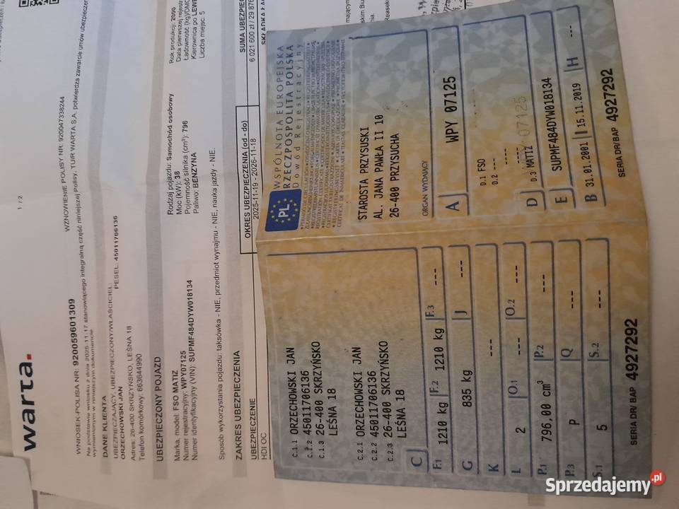 SUPER AUTO MIEJSKIE I NIE MATIZ 2002 798cm3 Warszawa
