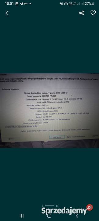 Laptop Dell Inspiron N7110 Chłopków sprzedam