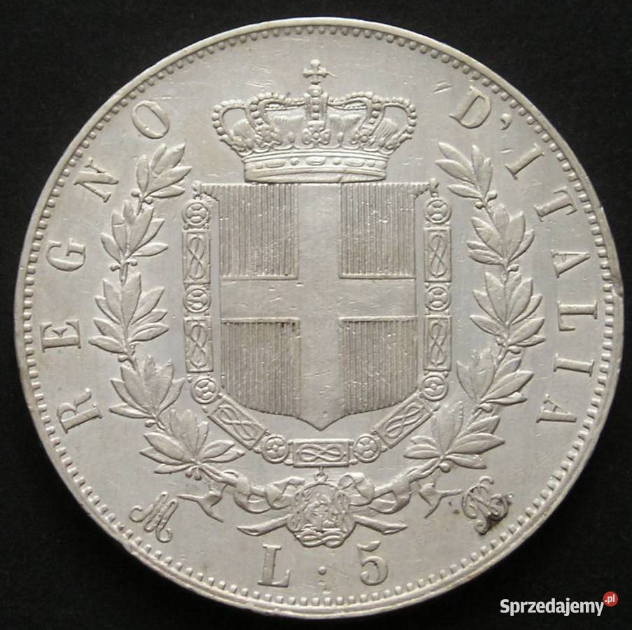 Włochy 5 lirów 1875 Wiktor Emanuel II SREBRO Łódź sprzedam