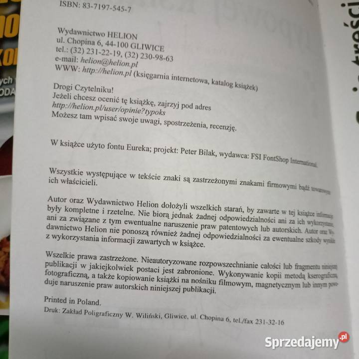 Typografia typowej książki Warszawa księgarnia