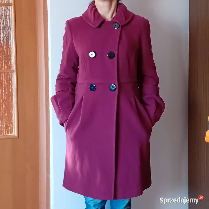 płaszcz wrzosowy 38 wełna ocieplany Rozmiar 38(M) Wesoła