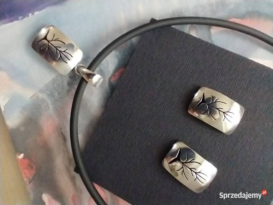 Komplet wisior kolczyki srebro 925 rękodzieło Rękodzieło Łódź