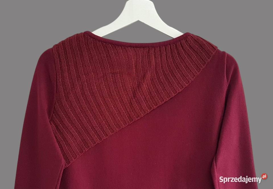 Damski bawełniany ciepły sweter bordowy z długim Chrzanów