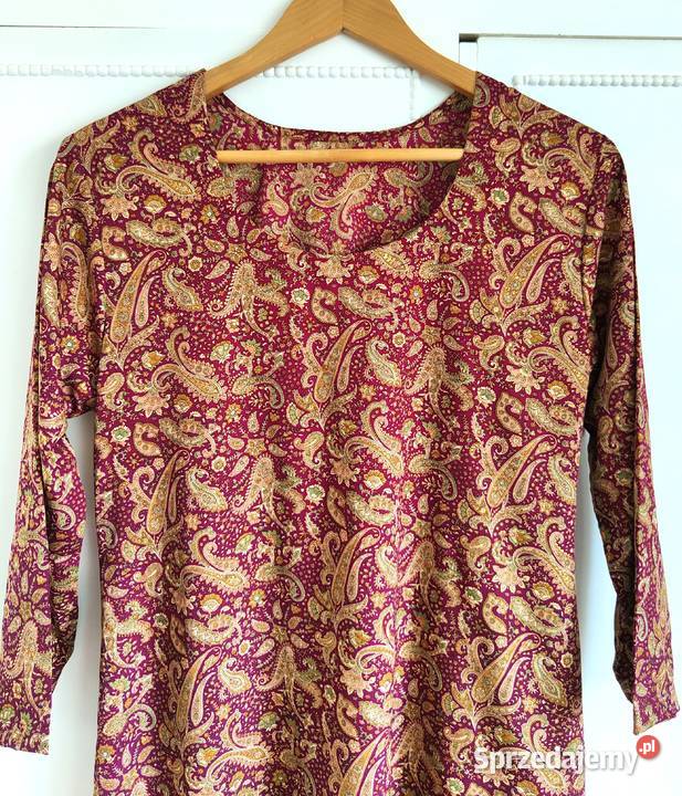 Tunika indyjska kameez kurta S 36 brązowa złota Rozmiar 36(S)
