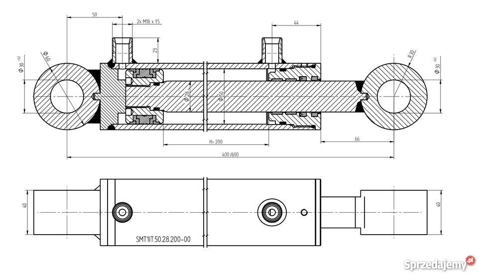 SIŁOWNIK HYDRAULICZNY CYLINDER SKOK 50 28 200