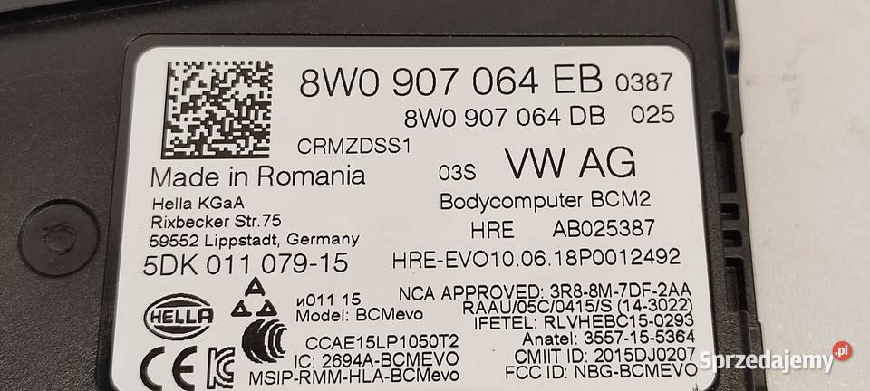 AUDI A4 B9 A5 8W MODUŁ KOMFORTU 8W0907064EB