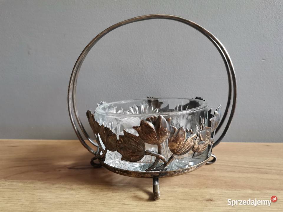 Stara posrebrzana cukiernica cukierniczka plater Katowice
