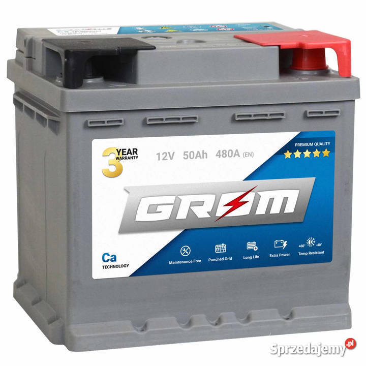 Akumulator GROM Premium 50Ah 480A EN PRAWY PLUS Rok produkcji 2022 łódzkie Pabianice